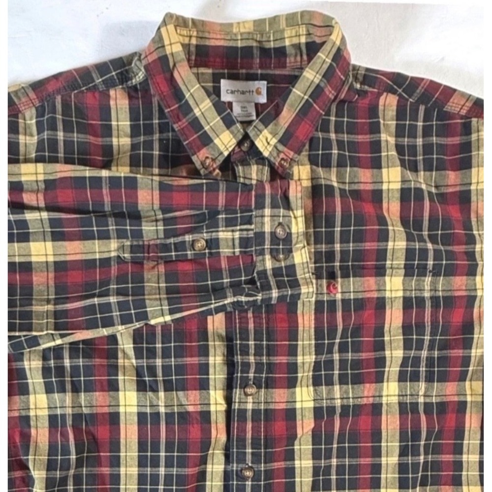 Carhartt Plaid Flannel Mens‎ 3XLT Tall Button Down Work Shirt Long Sleeve Cotton